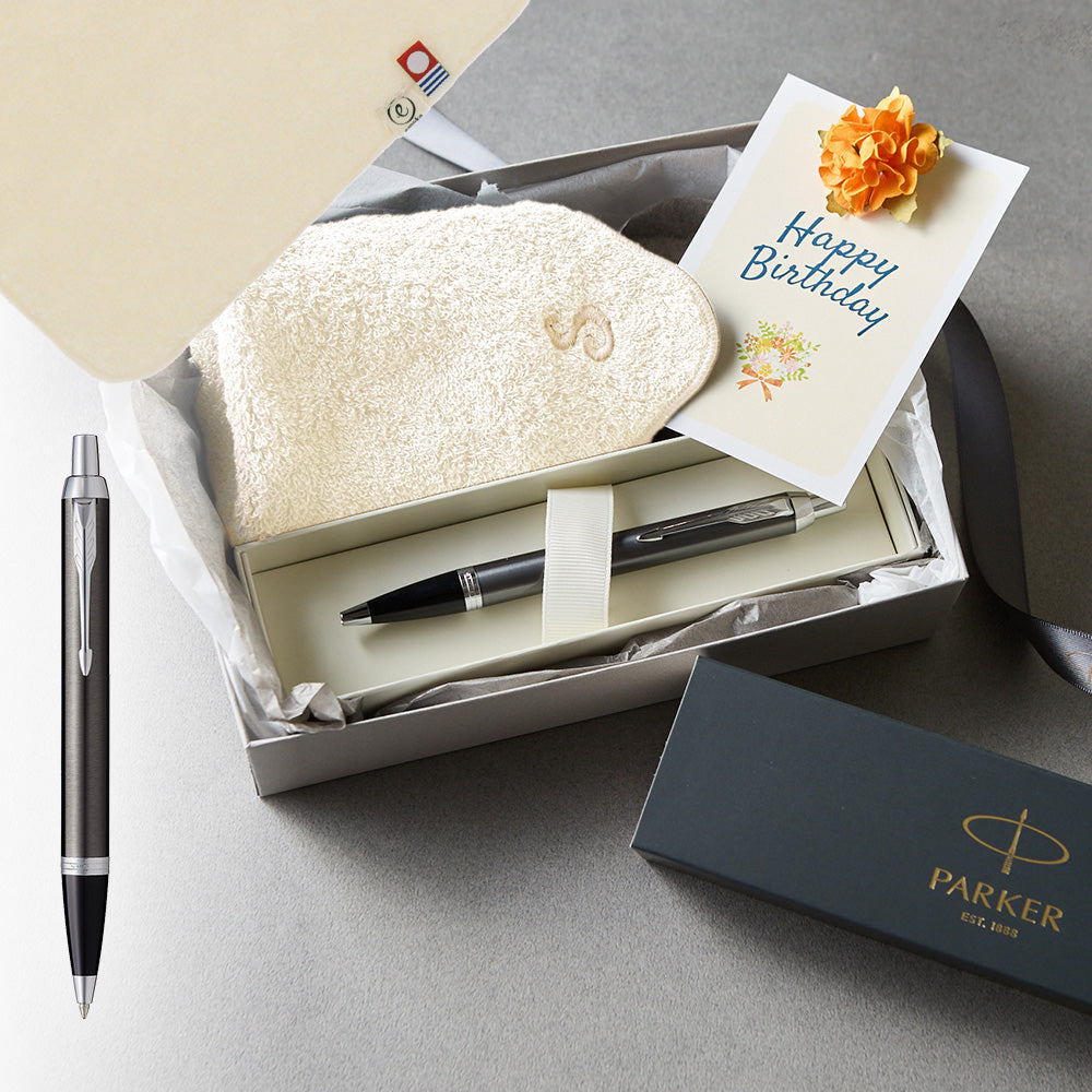 ボールペン IM The Core Line + タオルハンカチ ナチュラル / Premium Gift Set