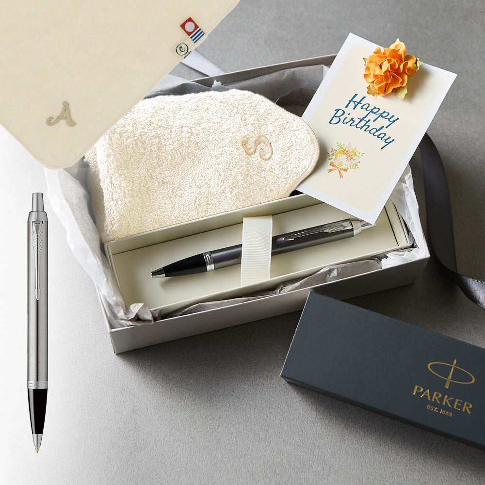 ボールペン IM The Core Line + タオルハンカチ ナチュラル / Premium Gift Set