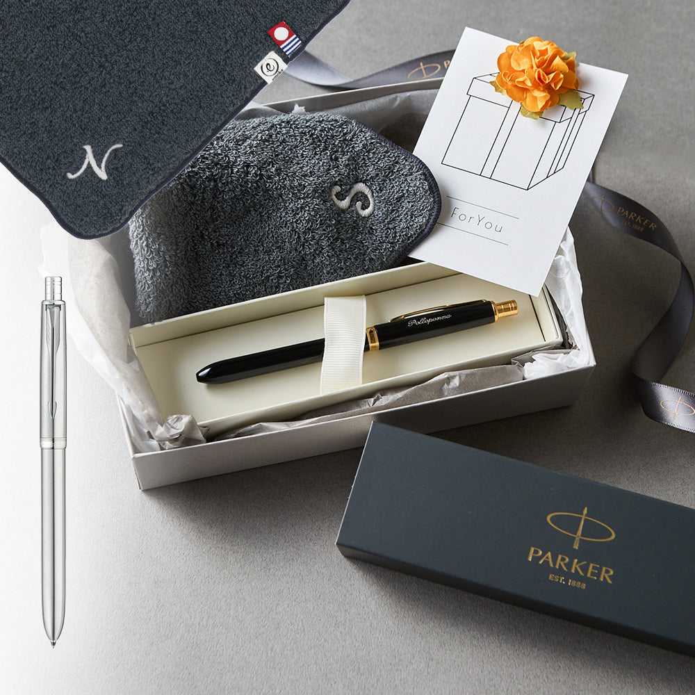 マルチファンクションペン SONNET + タオルハンカチ クラシックグレー / Premium Gift Set