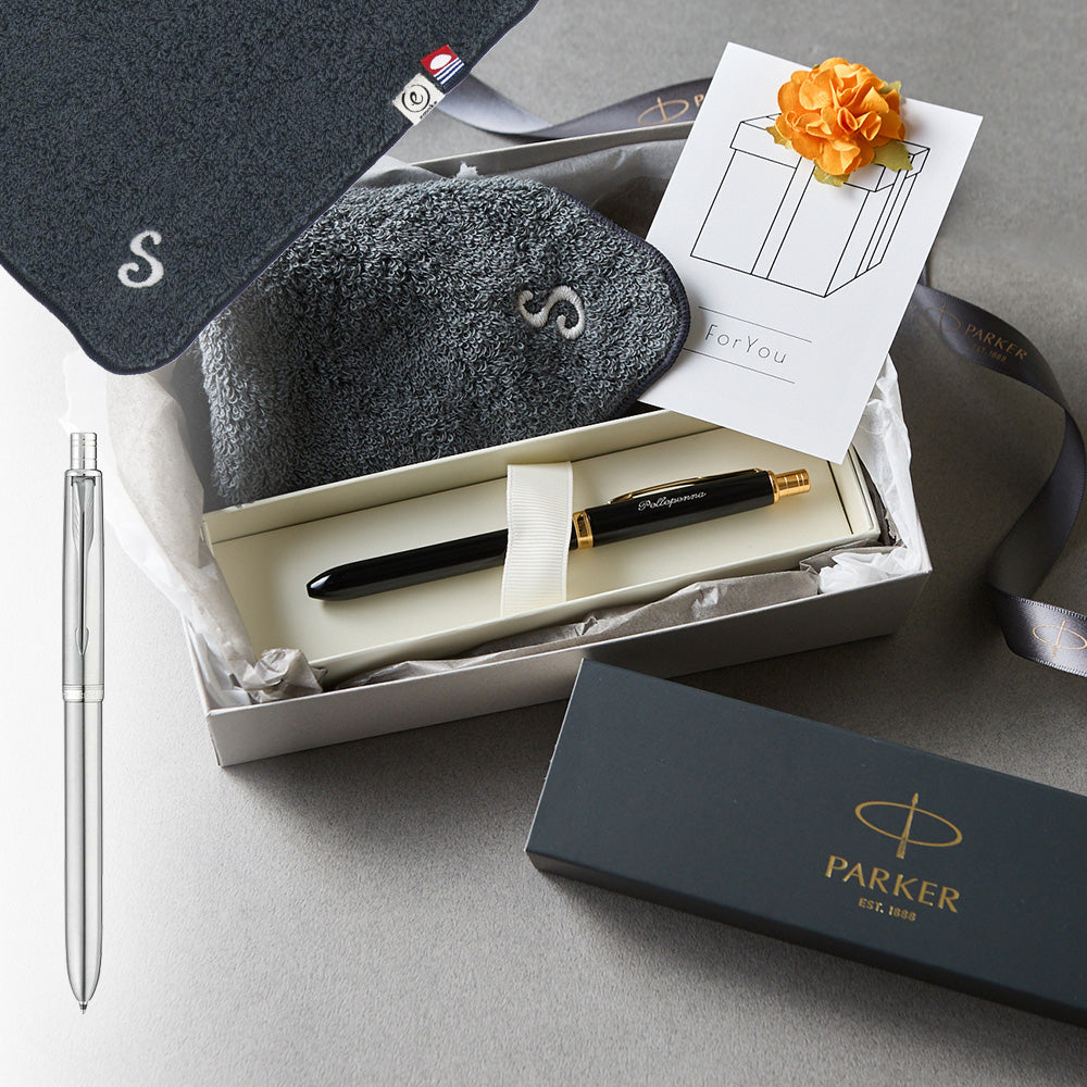 マルチファンクションペン SONNET + タオルハンカチ クラシックグレー / Premium Gift Set