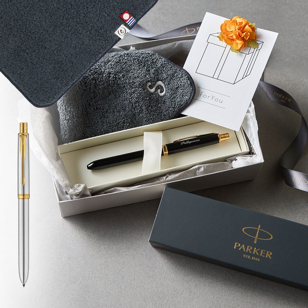 マルチファンクションペン SONNET + タオルハンカチ クラシックグレー / Premium Gift Set