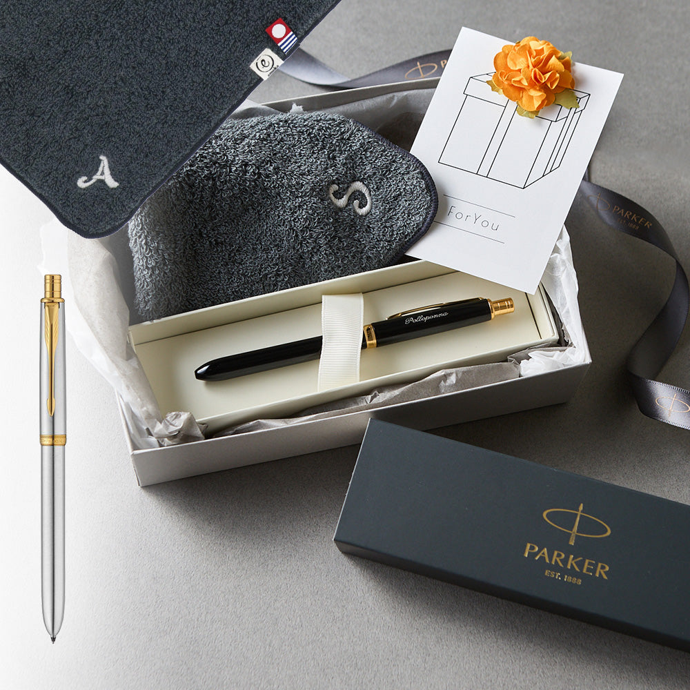 マルチファンクションペン SONNET + タオルハンカチ クラシックグレー / Premium Gift Set