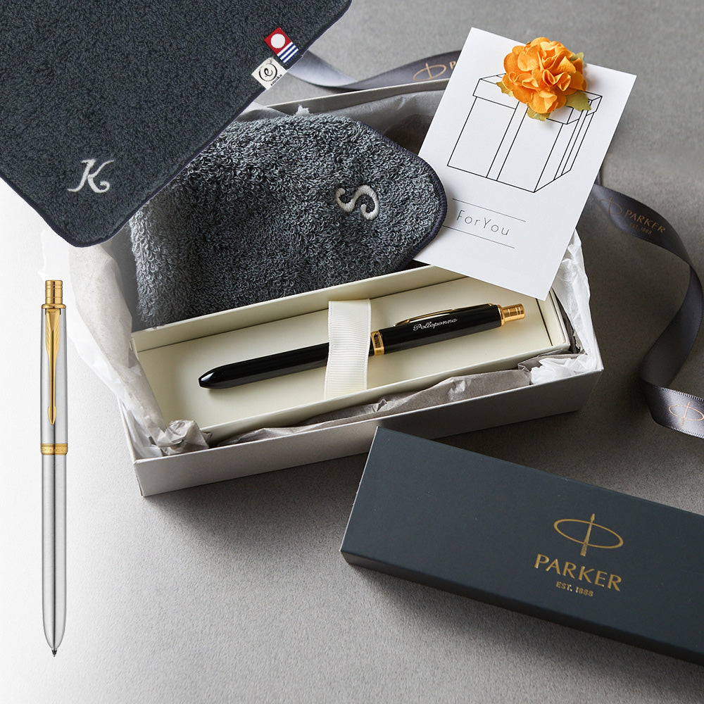 マルチファンクションペン SONNET + タオルハンカチ クラシックグレー / Premium Gift Set