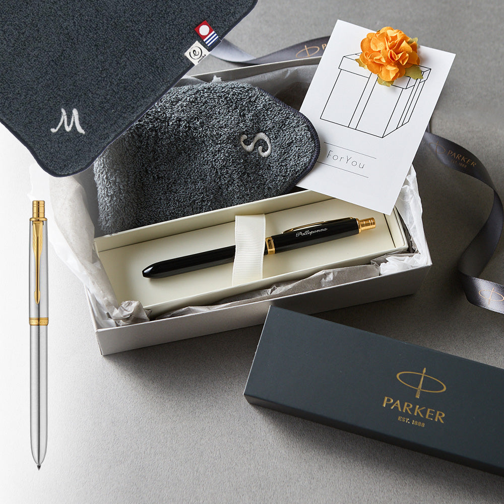 マルチファンクションペン SONNET + タオルハンカチ クラシックグレー / Premium Gift Set