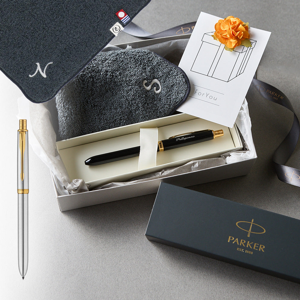 マルチファンクションペン SONNET + タオルハンカチ クラシックグレー / Premium Gift Set