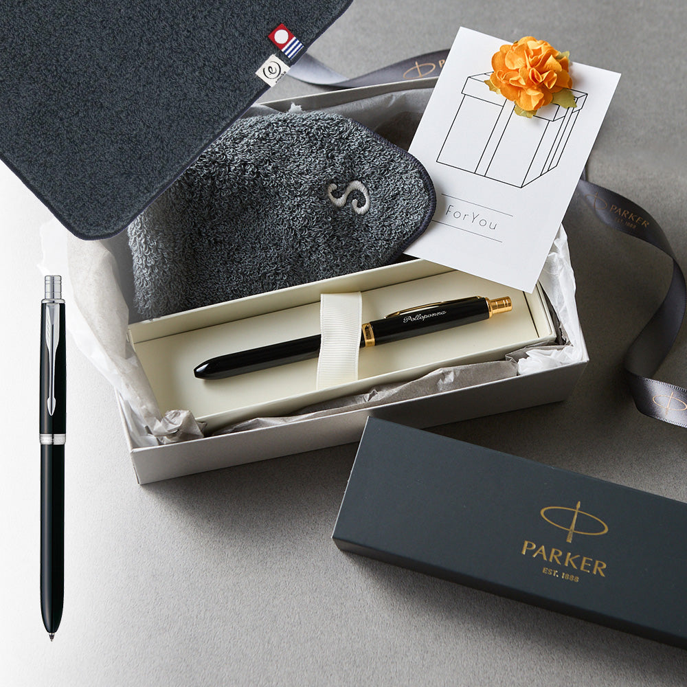 マルチファンクションペン SONNET + タオルハンカチ クラシックグレー / Premium Gift Set