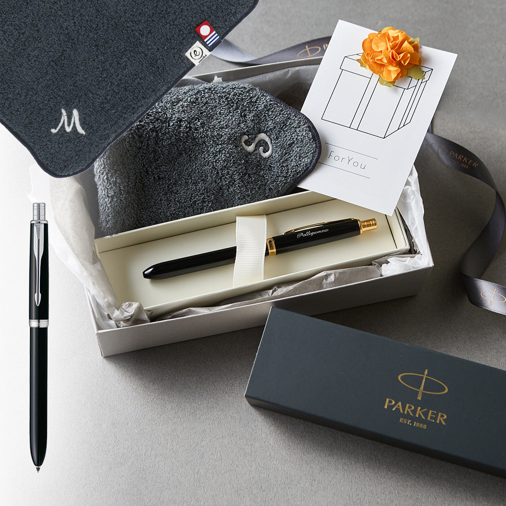 マルチファンクションペン SONNET + タオルハンカチ クラシックグレー / Premium Gift Set