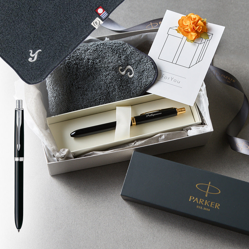 マルチファンクションペン SONNET + タオルハンカチ クラシックグレー / Premium Gift Set