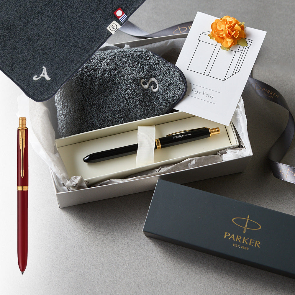 マルチファンクションペン SONNET + タオルハンカチ クラシックグレー / Premium Gift Set