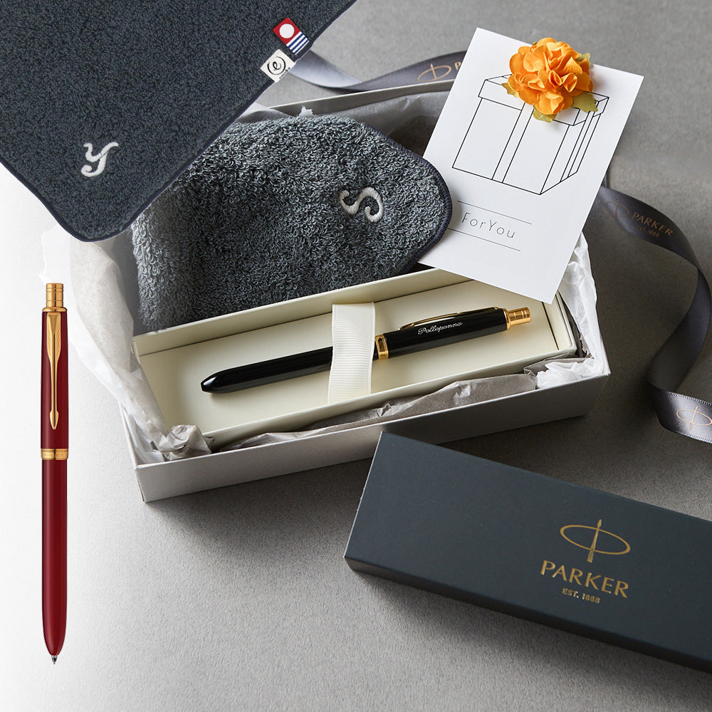 マルチファンクションペン SONNET + タオルハンカチ クラシックグレー / Premium Gift Set