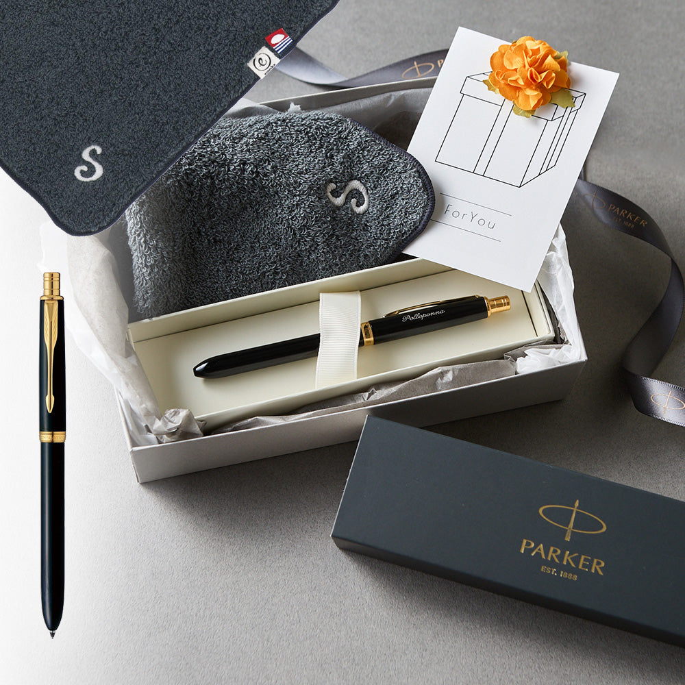 マルチファンクションペン SONNET + タオルハンカチ クラシックグレー / Premium Gift Set