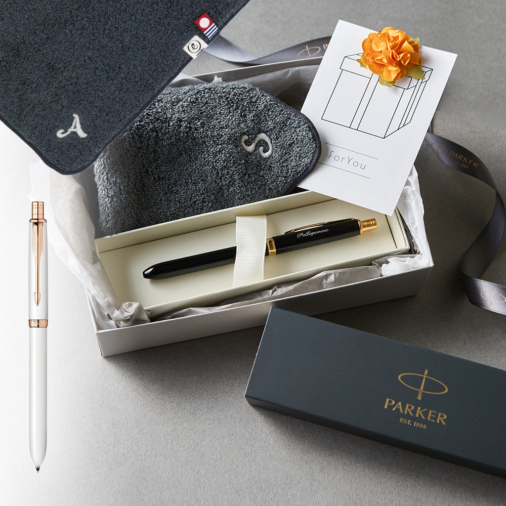 マルチファンクションペン SONNET + タオルハンカチ クラシックグレー / Premium Gift Set