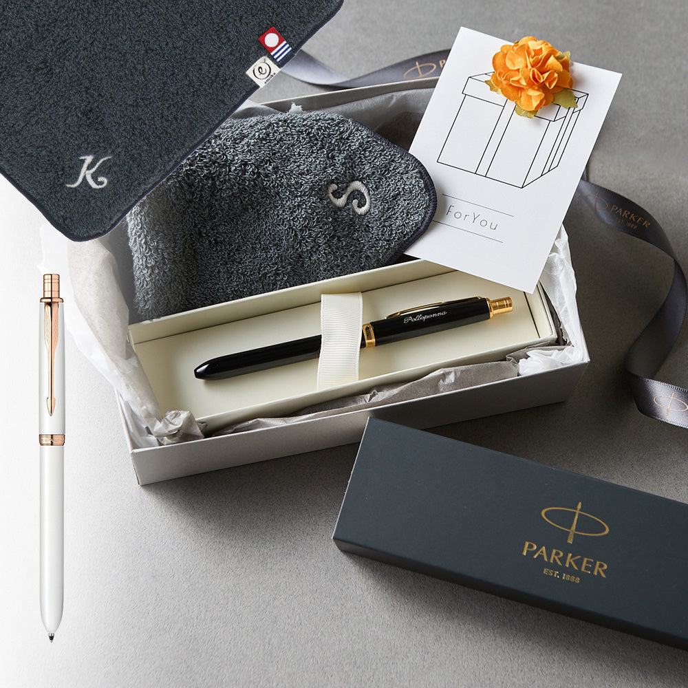 マルチファンクションペン SONNET + タオルハンカチ クラシックグレー / Premium Gift Set
