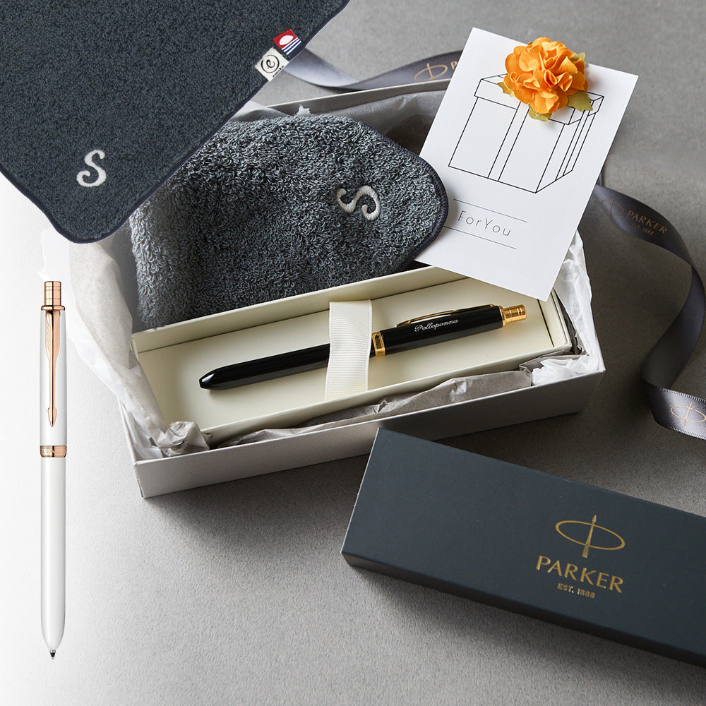 マルチファンクションペン SONNET + タオルハンカチ クラシックグレー / Premium Gift Set