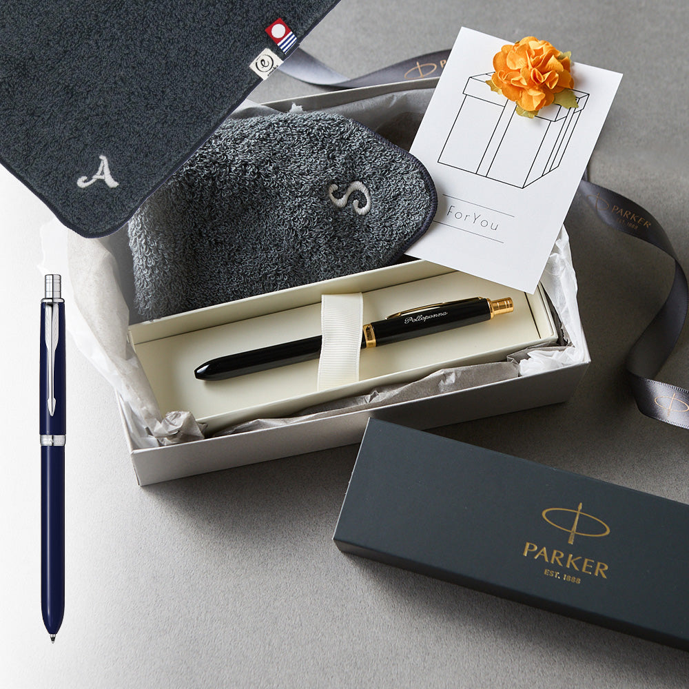 マルチファンクションペン SONNET + タオルハンカチ クラシックグレー / Premium Gift Set