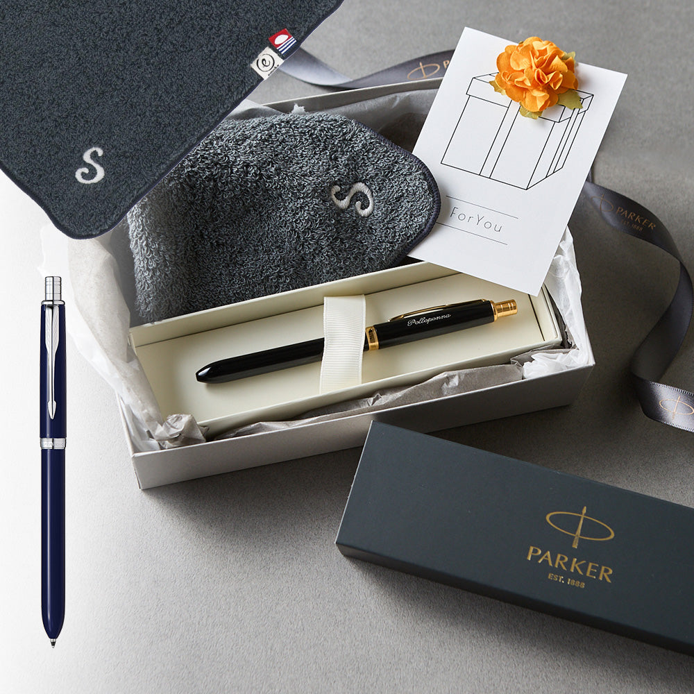 マルチファンクションペン SONNET + タオルハンカチ クラシックグレー / Premium Gift Set