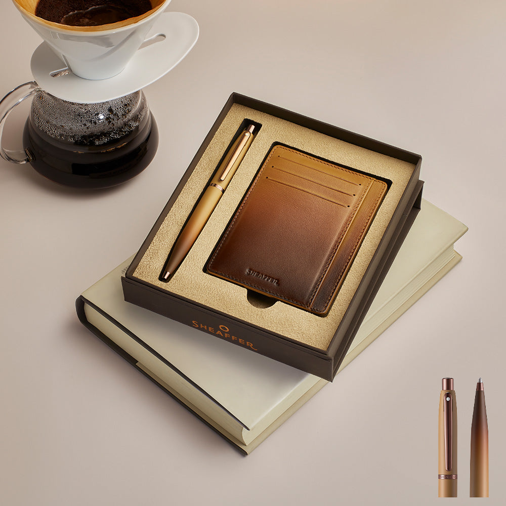 ボールペン Sheaffer® VFM マットブラウン + カードホルダー / COFFEE EDITION (コーヒーエディション) Gift Set