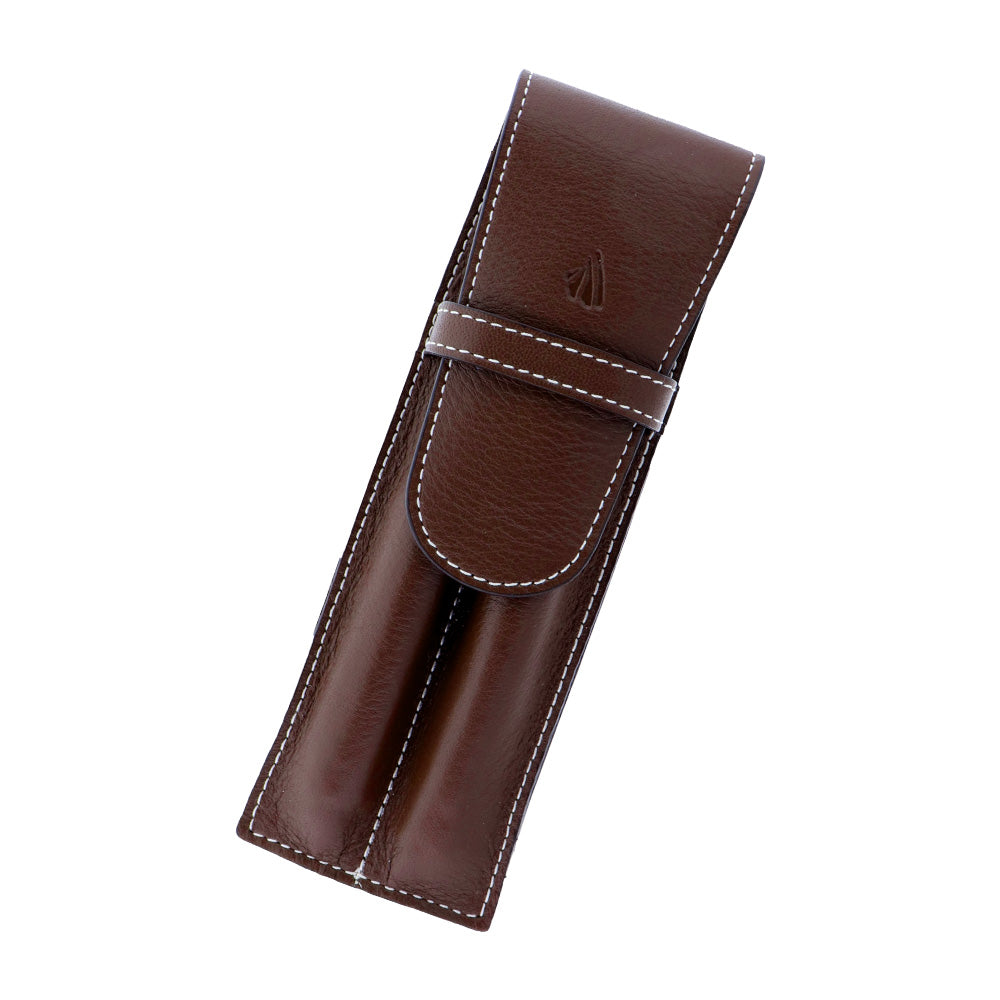 ペンケース チョコレート / 2本差し リビエラ