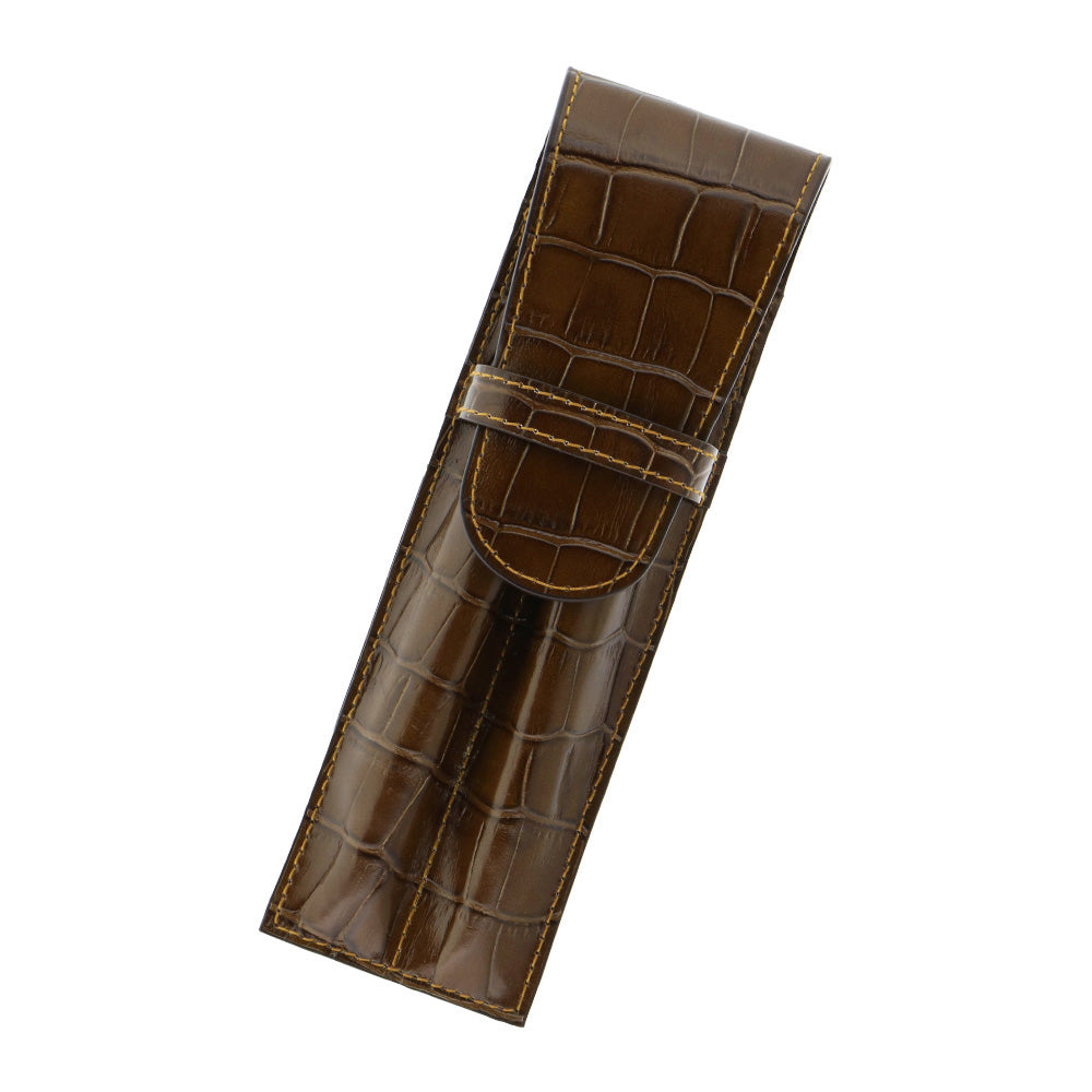 ペンケース ブラウン / 2本差し シャムレザー