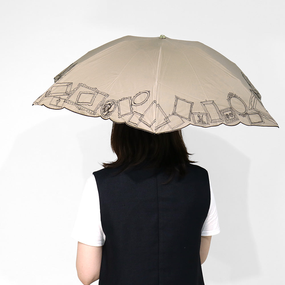 日傘 ベージュ 50cm 1BH27753-53-83 / 東レ サマーシールド 手開き式 折りたたみ傘 晴雨兼用 額縁刺しゅう