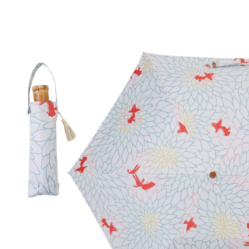日傘 金魚 金赤 50cm LDW-50M-19 / 手開き式 折りたたみ傘 晴雨兼用