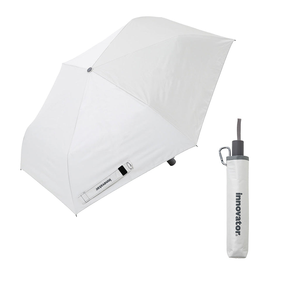 日傘 ホワイト×グレー 55cm / 自動開閉式 折りたたみ傘 晴雨兼用