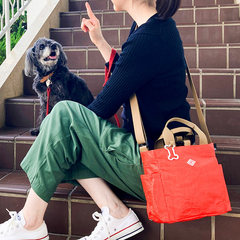 2WAY ショルダー トートバッグ オレンジ / SN.スクエア.DOG.BUDDY-A