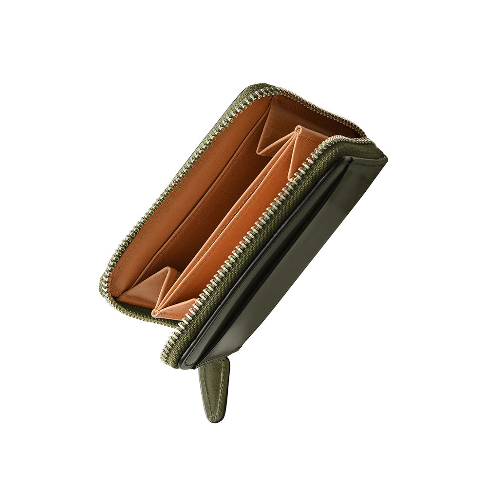 財布 グリーン / ラウンドジップミニウォレット