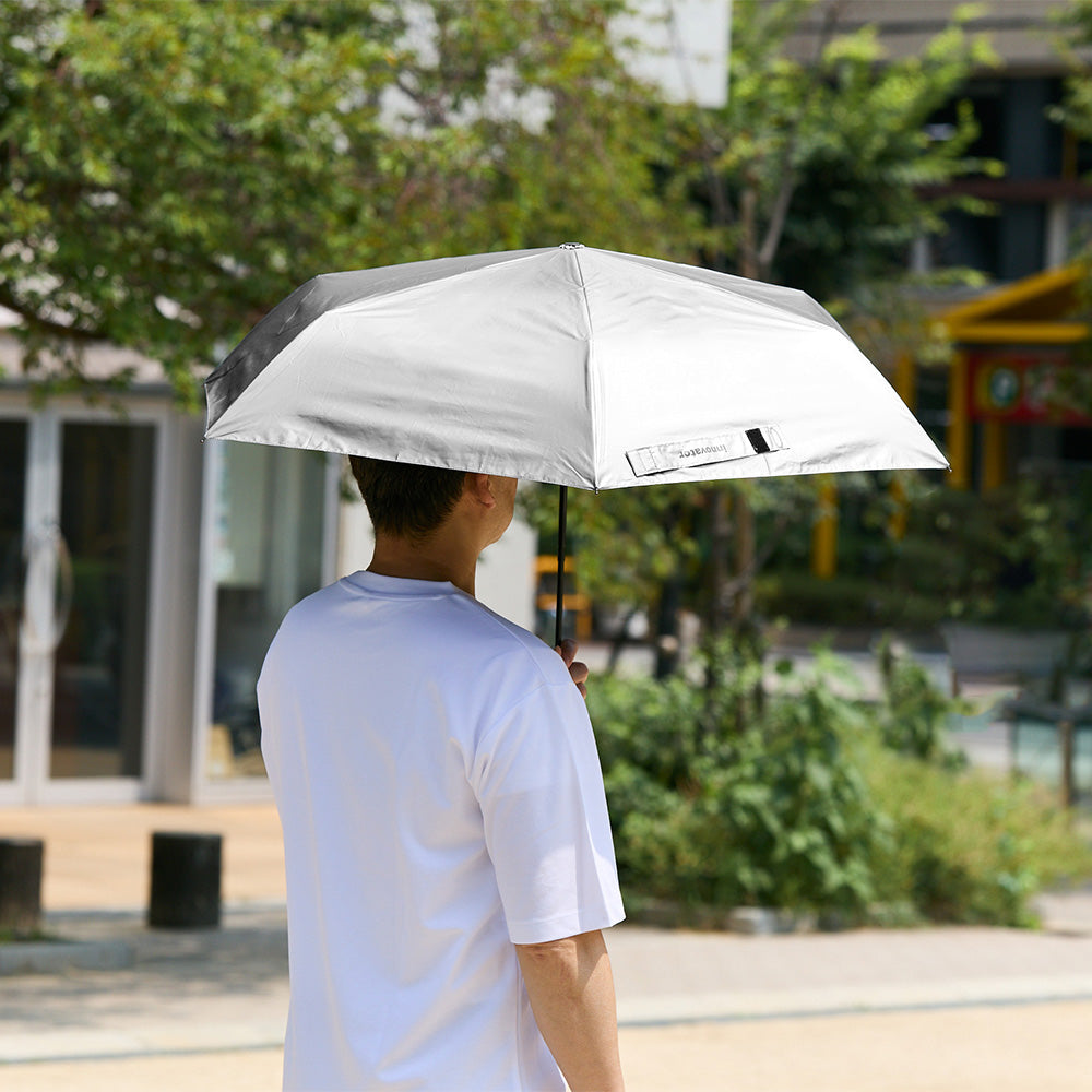 日傘 シルバー 55cm / 自動開閉式 折りたたみ傘 晴雨兼用