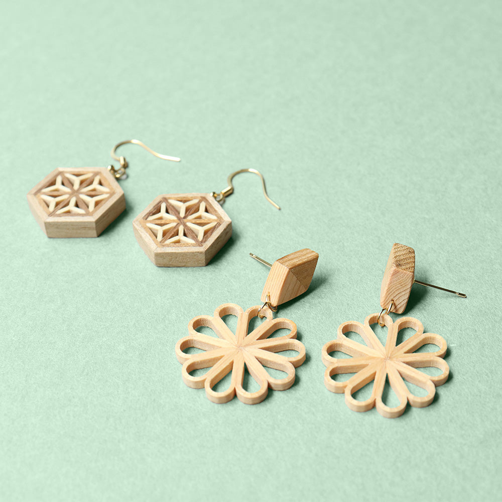 ピアス D type / 組子細工