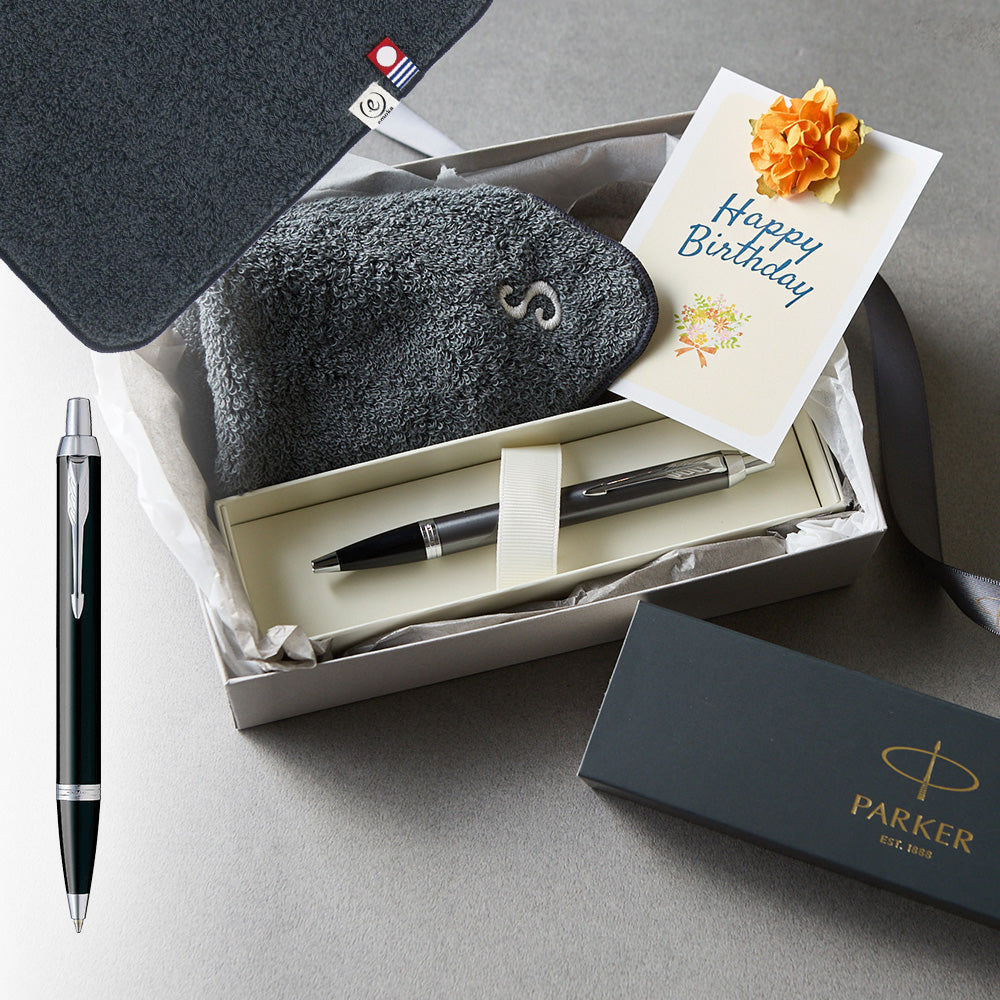 ボールペン IM The Core Line + タオルハンカチ クラシックグレー  / Premium Gift Set
