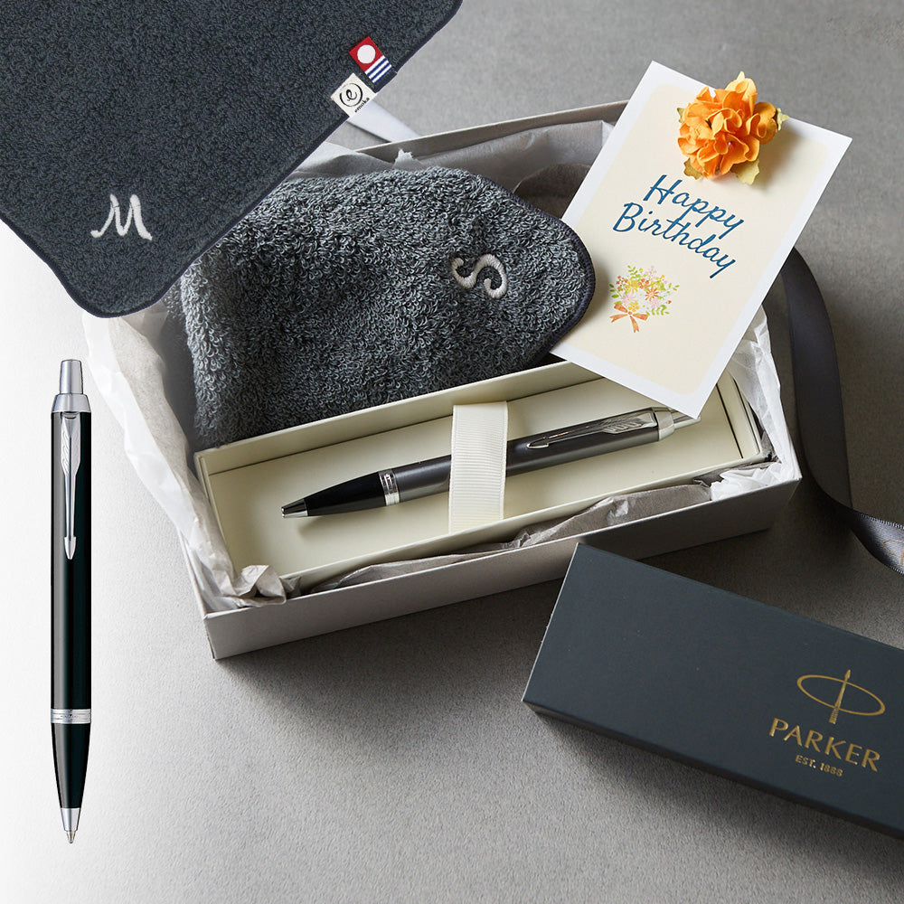 ボールペン IM The Core Line + タオルハンカチ クラシックグレー  / Premium Gift Set