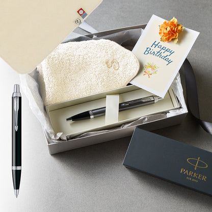 ボールペン IM The Core Line + タオルハンカチ ナチュラル  / Premium Gift Set