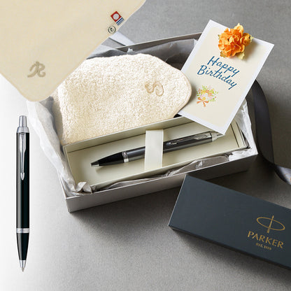 ボールペン IM The Core Line + タオルハンカチ ナチュラル  / Premium Gift Set