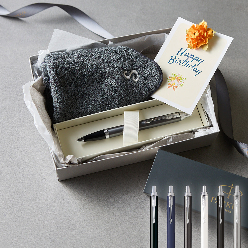 ボールペン IM The Core Line + タオルハンカチ クラシックグレー  / Premium Gift Set
