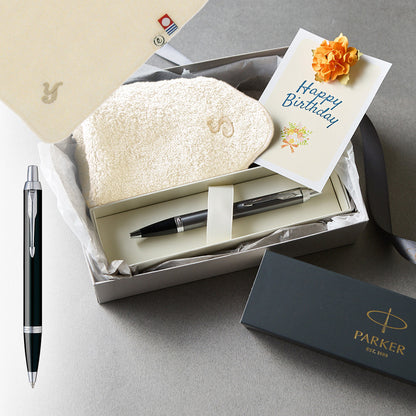 ボールペン IM The Core Line + タオルハンカチ ナチュラル  / Premium Gift Set