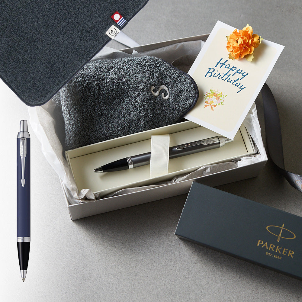 ボールペン IM The Core Line + タオルハンカチ クラシックグレー  / Premium Gift Set