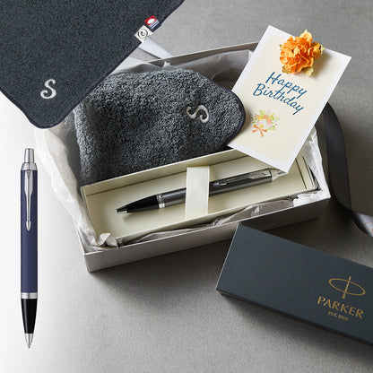 ボールペン IM The Core Line + タオルハンカチ クラシックグレー  / Premium Gift Set