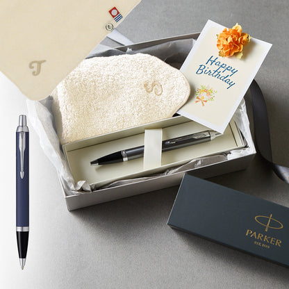 ボールペン IM The Core Line + タオルハンカチ ナチュラル  / Premium Gift Set