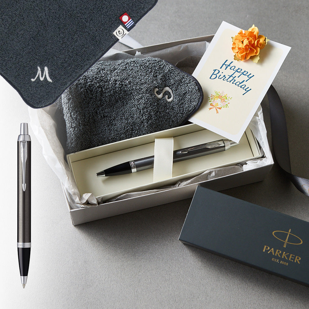 ボールペン IM The Core Line + タオルハンカチ クラシックグレー  / Premium Gift Set