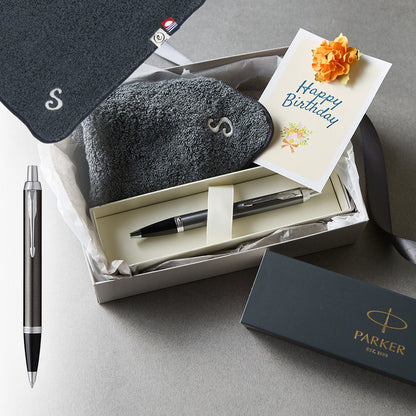 ボールペン IM The Core Line + タオルハンカチ クラシックグレー  / Premium Gift Set