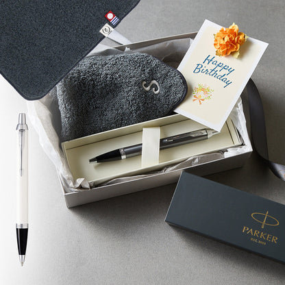 ボールペン IM The Core Line + タオルハンカチ クラシックグレー  / Premium Gift Set