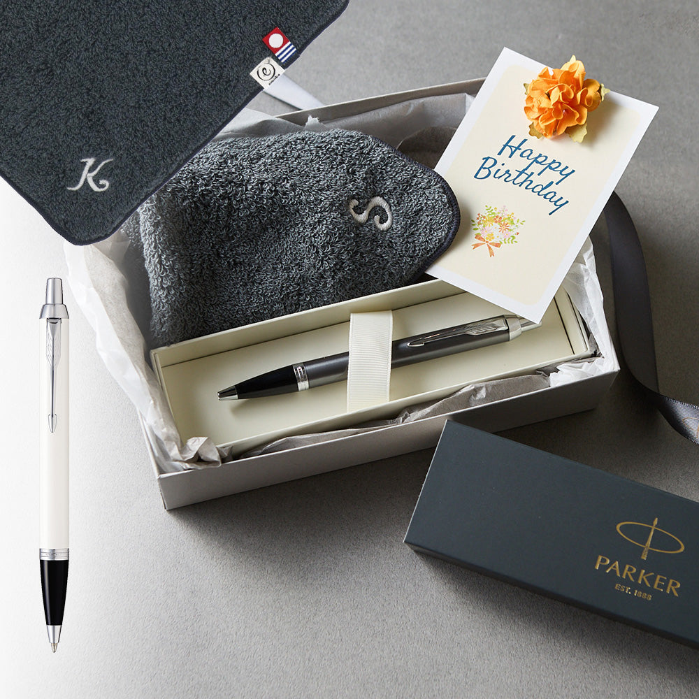 ボールペン IM The Core Line + タオルハンカチ クラシックグレー  / Premium Gift Set