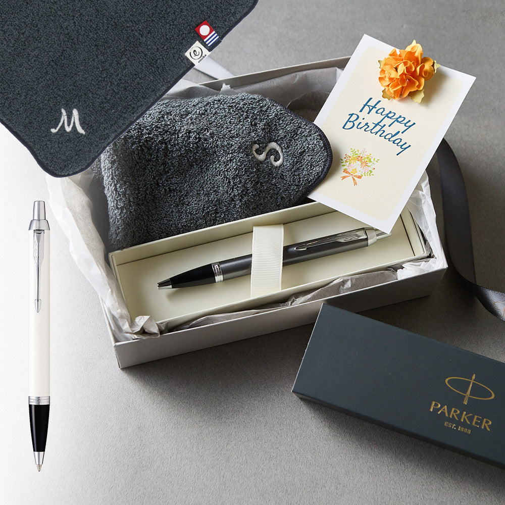 ボールペン IM The Core Line + タオルハンカチ クラシックグレー  / Premium Gift Set