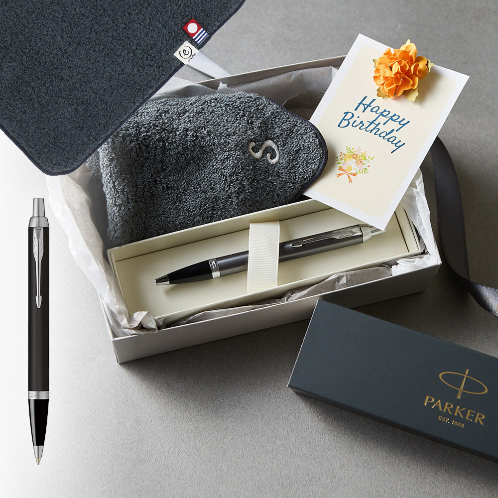 ボールペン IM The Core Line + タオルハンカチ クラシックグレー  / Premium Gift Set
