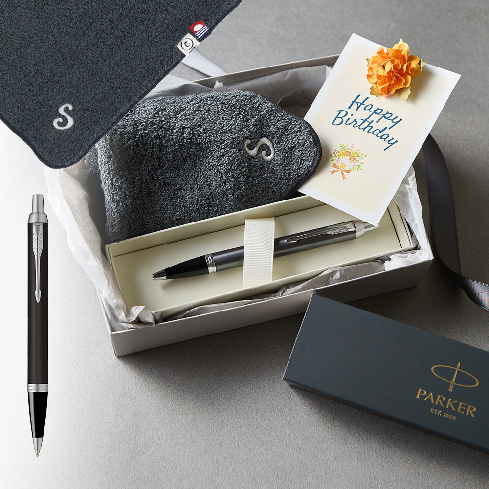 ボールペン IM The Core Line + タオルハンカチ クラシックグレー  / Premium Gift Set