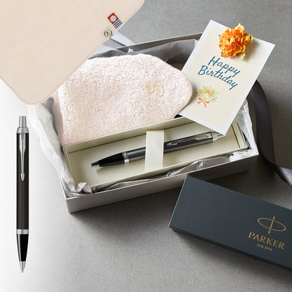 ボールペン IM The Core Line + タオルハンカチ パウダーピンク  / Premium Gift Set