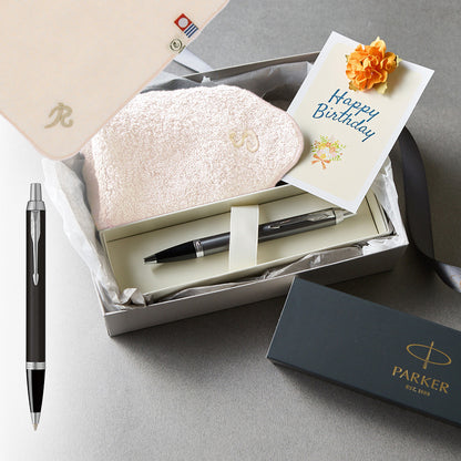 ボールペン IM The Core Line + タオルハンカチ パウダーピンク  / Premium Gift Set