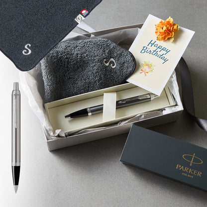 ボールペン IM The Core Line + タオルハンカチ クラシックグレー  / Premium Gift Set