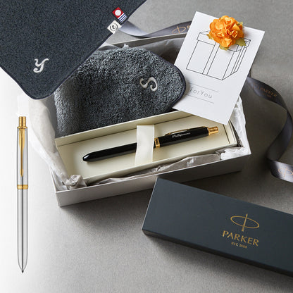 マルチファンクションペン SONNET + タオルハンカチ クラシックグレー  / Premium Gift Set
